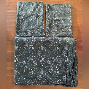 Floral Green Duvet Set - Twin - Duvet Cover + 2 Pillowcases